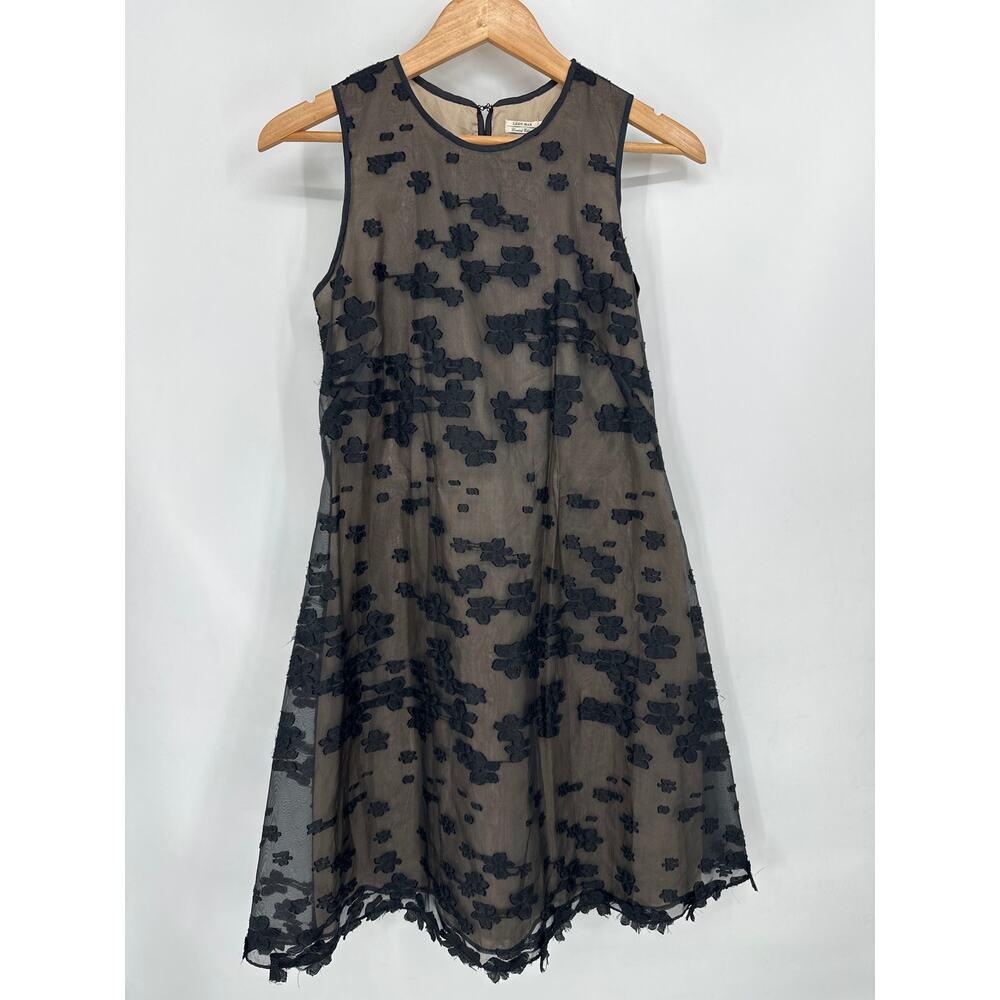 Leon Max Limited Edition Y2K Black Sleeveless Floral Applique Midi Dress Size 6